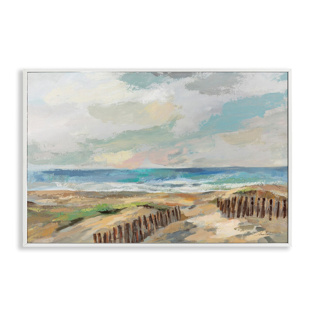 Stupell Industries Summer Beach Dunes Framed Giclee Wall Art Design by Silvia Vassileva